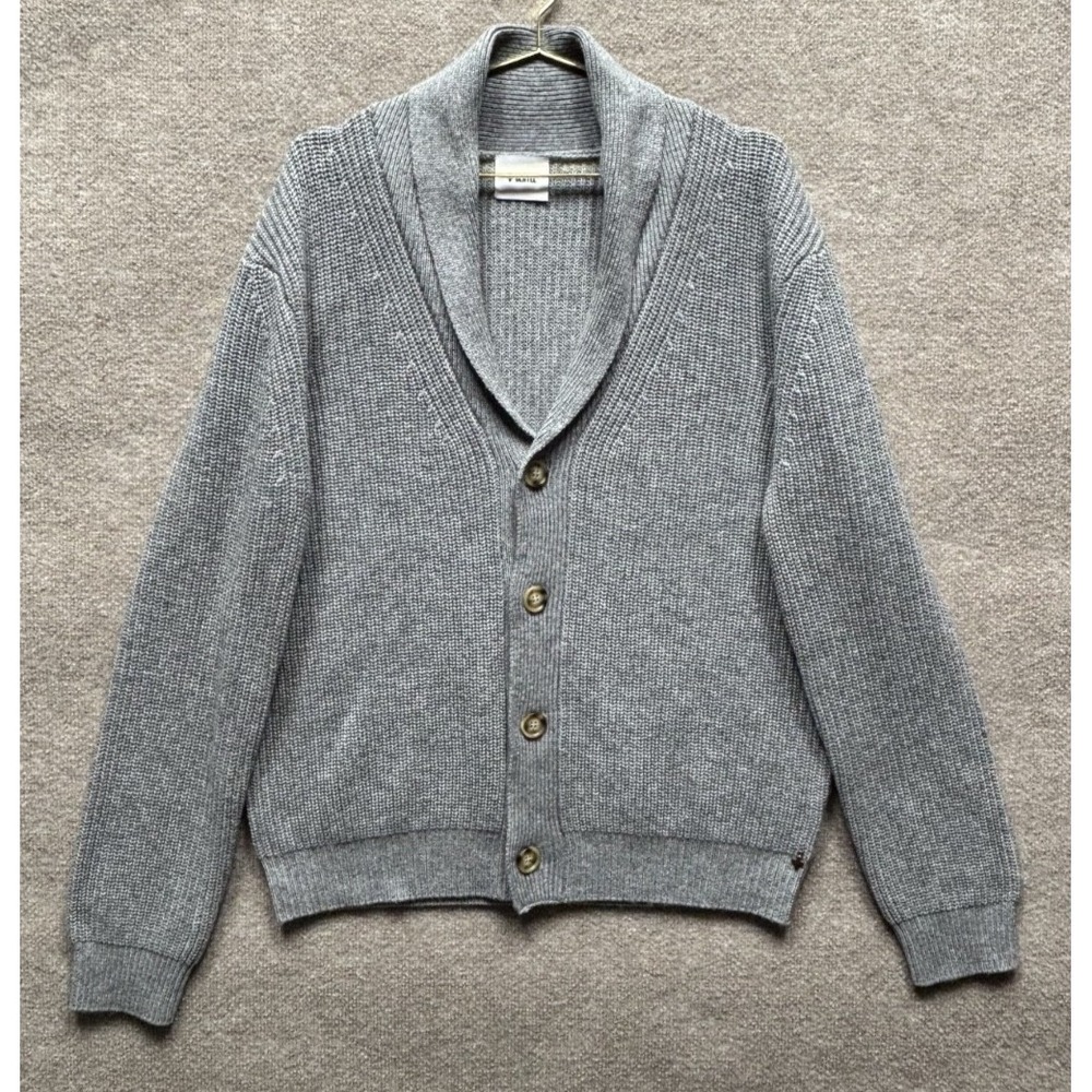 Beryll 100% Cashmere Button Up Cardigan Ribbed Women XL Gray EUC Long Sleeve